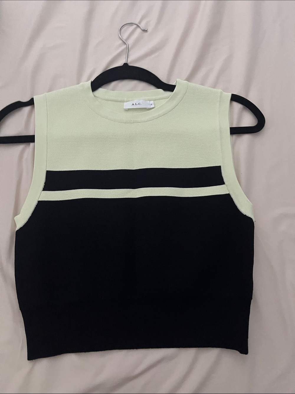 A.L.C. Colorblock Sleeveless Knit Top - Black & Mint